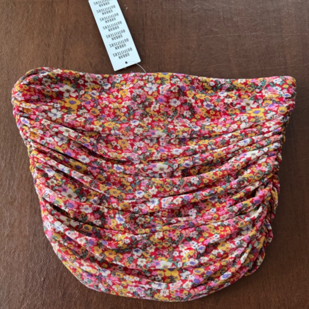NWT Urban Outfitters Floral Cinched Halter Tube Crop Top Size S - Picture 5 of 10